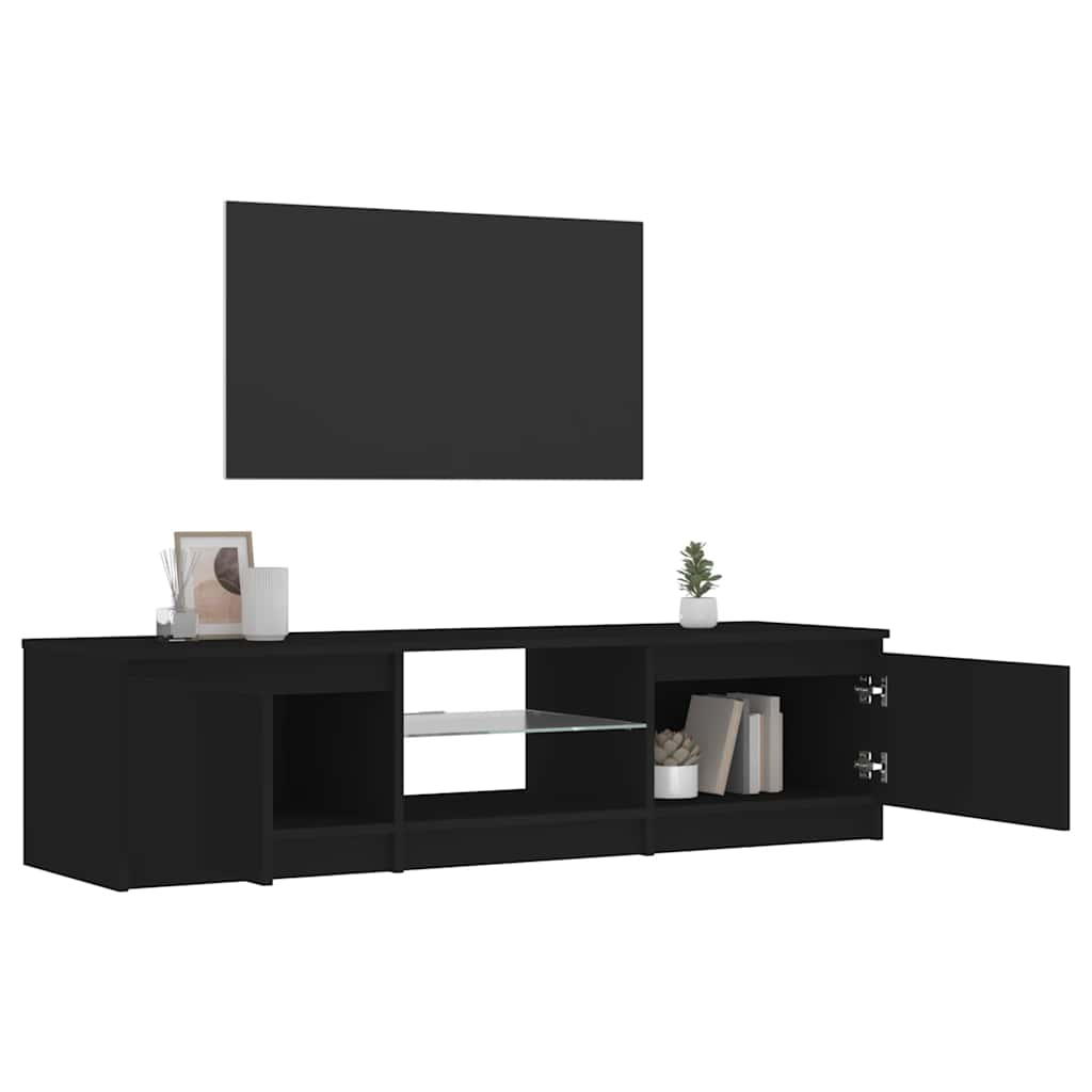 vidaXL Meuble TV avec lumières LED Noir 140x40x36 cm