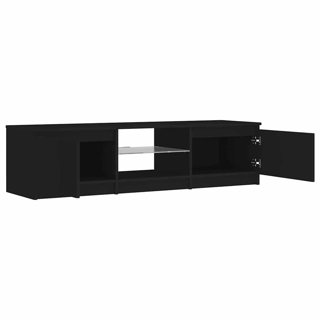 vidaXL Meuble TV avec lumières LED Noir 140x40x36 cm