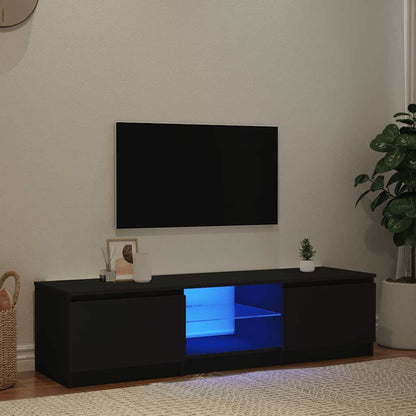 vidaXL Meuble TV avec lumières LED Noir 140x40x36 cm