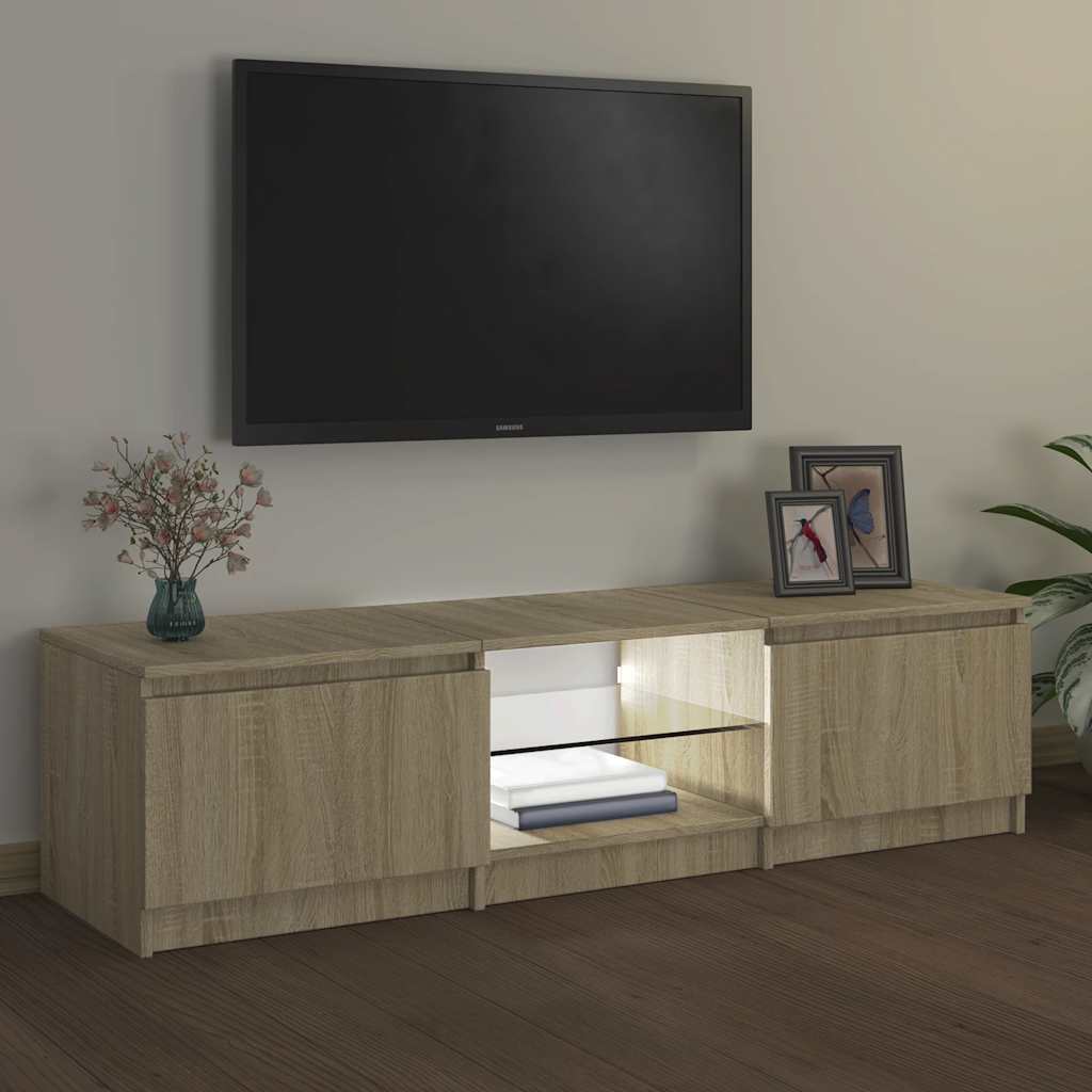 Meuble TV vidaXL avec lumières LED chêne Sonoma 140x40x36 cm