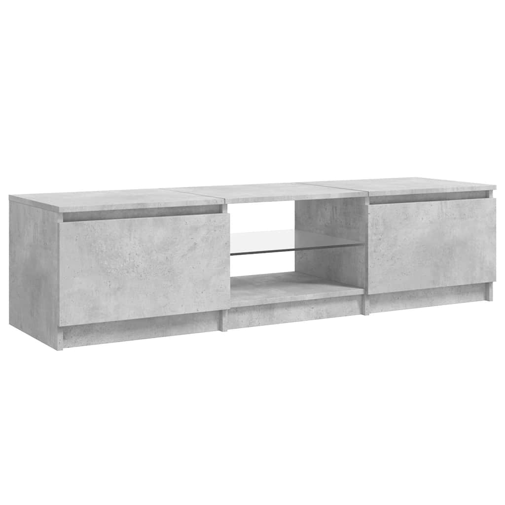 vidaXL Meuble TV avec lumières LED gris béton 140x40x36 cm