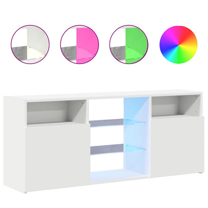 vidaXL Meuble TV avec lumières LED Blanc 120x30x50 cm