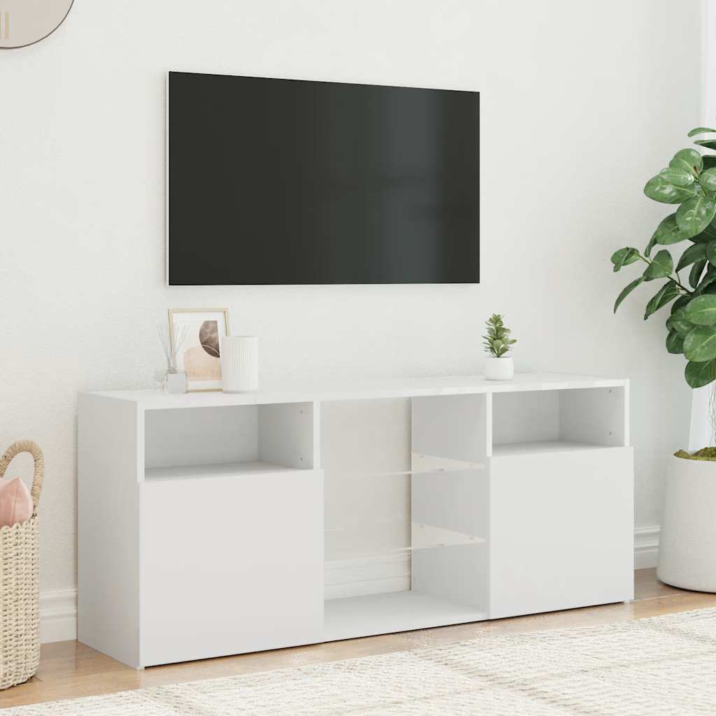 vidaXL Meuble TV avec lumières LED Blanc 120x30x50 cm