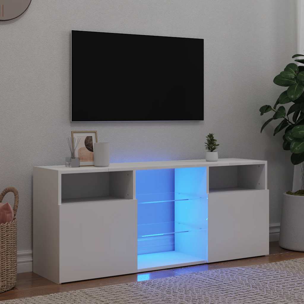 vidaXL Meuble TV avec lumières LED Blanc 120x30x50 cm