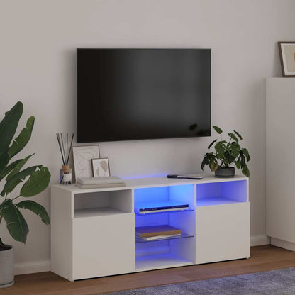 vidaXL Meuble TV avec lumières LED Blanc 120x30x50 cm