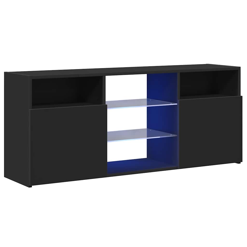 vidaXL Meuble TV avec lumières LED Noir 120x30x50 cm