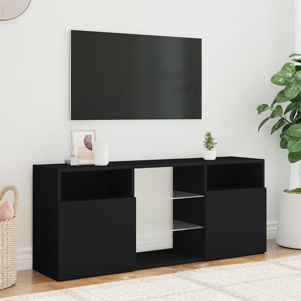 vidaXL Meuble TV avec lumières LED Noir 120x30x50 cm
