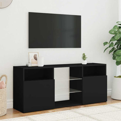 vidaXL Meuble TV avec lumières LED Noir 120x30x50 cm
