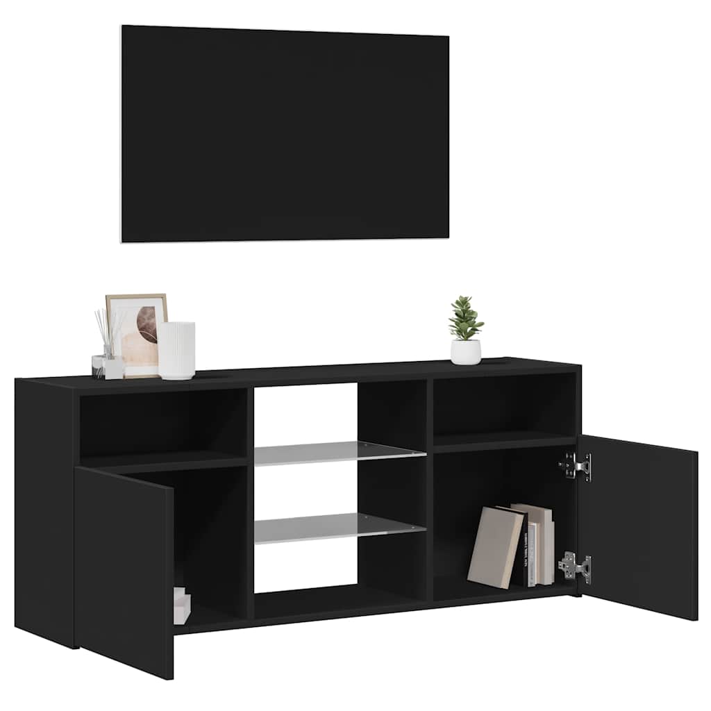 vidaXL Meuble TV avec lumières LED Noir 120x30x50 cm