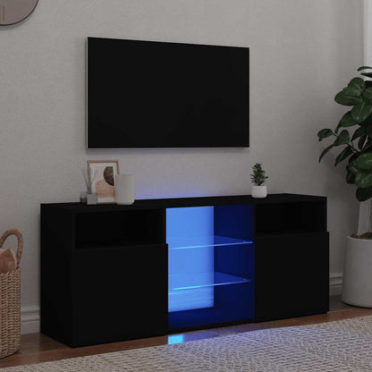 vidaXL Meuble TV avec lumières LED Noir 120x30x50 cm
