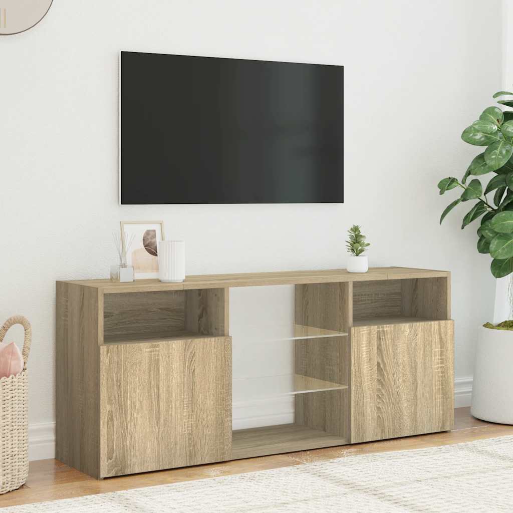 Meuble TV vidaXL avec lumières LED chêne Sonoma 120x30x50 cm