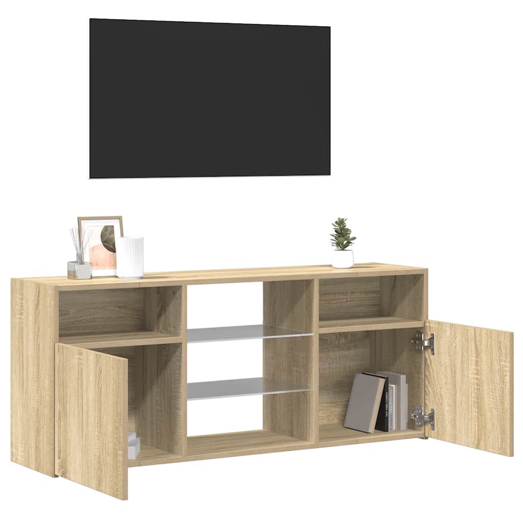 Meuble TV vidaXL avec lumières LED chêne Sonoma 120x30x50 cm