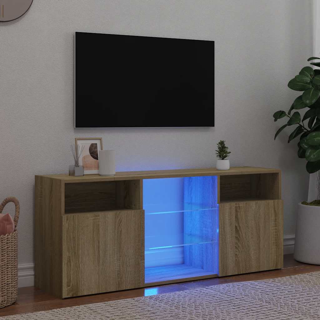Meuble TV vidaXL avec lumières LED chêne Sonoma 120x30x50 cm