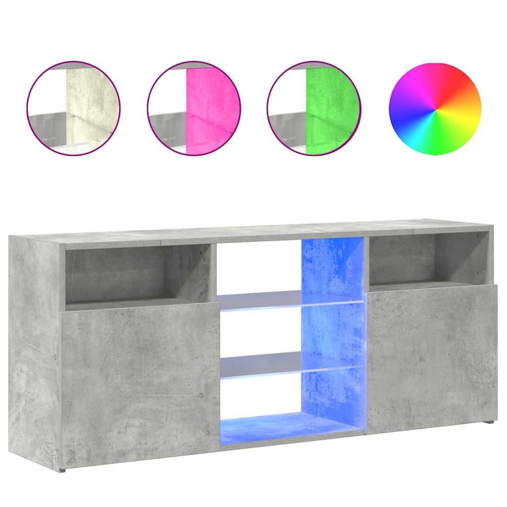 Meuble TV vidaXL avec lumières LED gris béton 120x30x50 cm