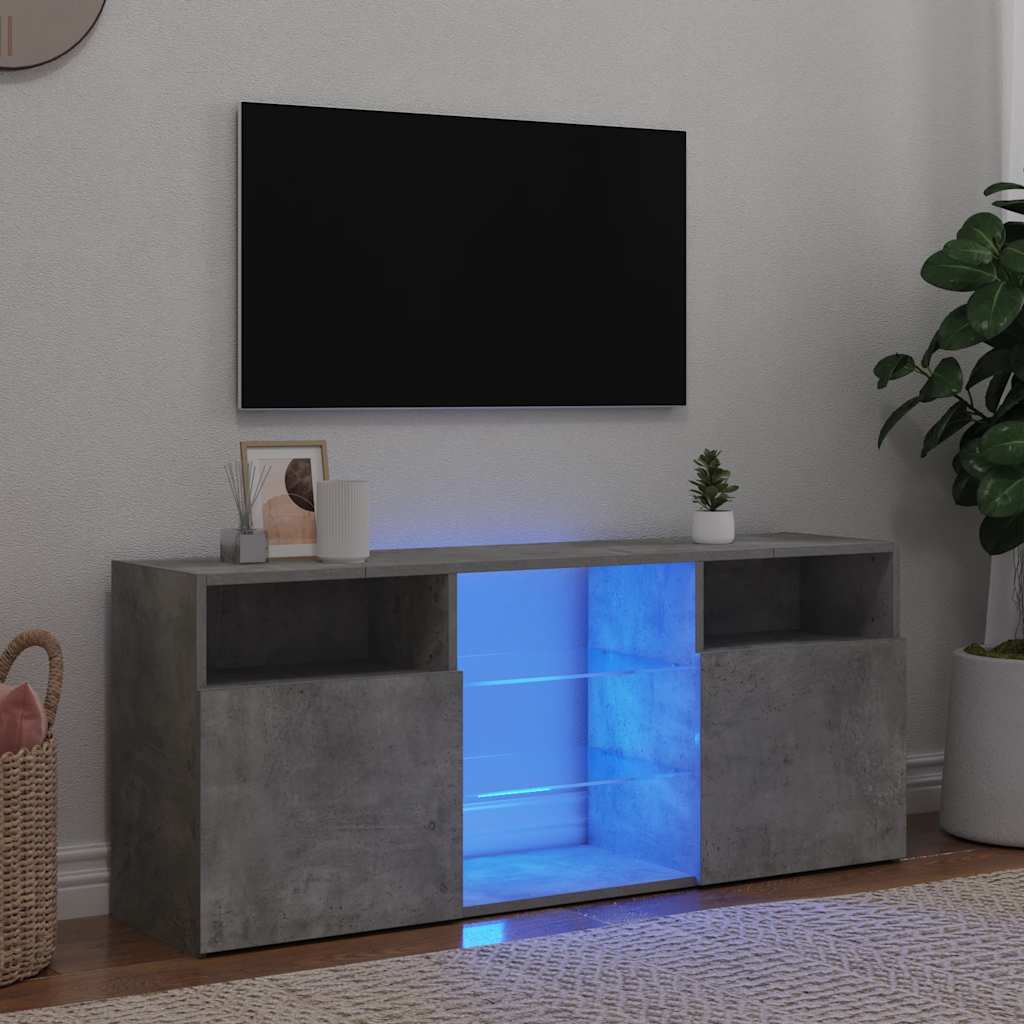 Meuble TV vidaXL avec lumières LED gris béton 120x30x50 cm