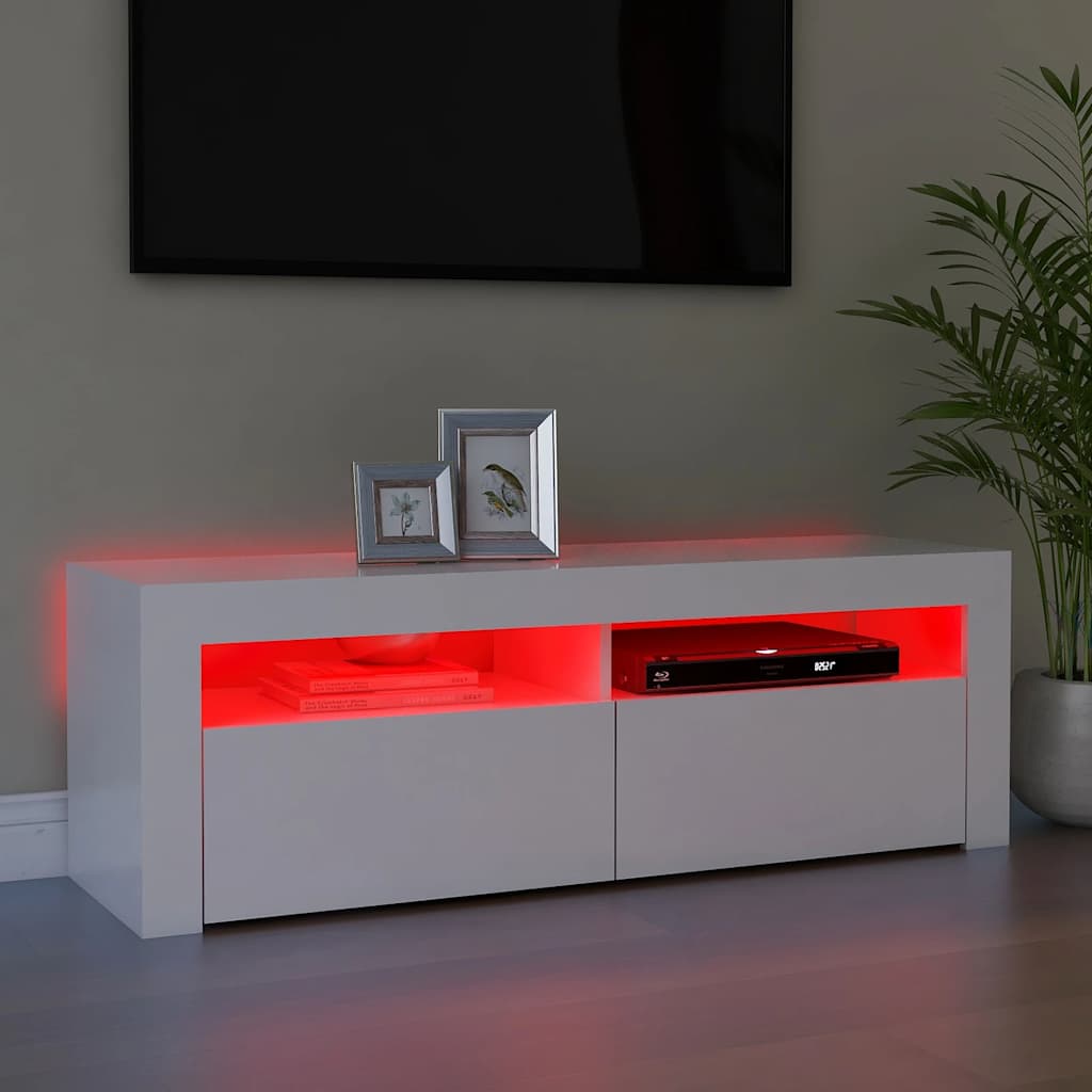 vidaXL TV-Schrank mit LED-Leuchten Weiß 120x35x40 cm