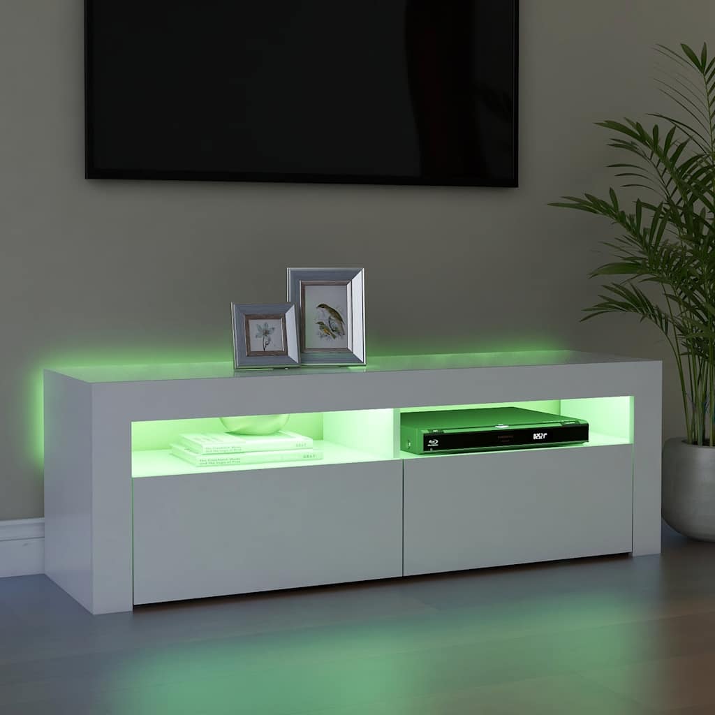 vidaXL TV-Schrank mit LED-Leuchten Weiß 120x35x40 cm