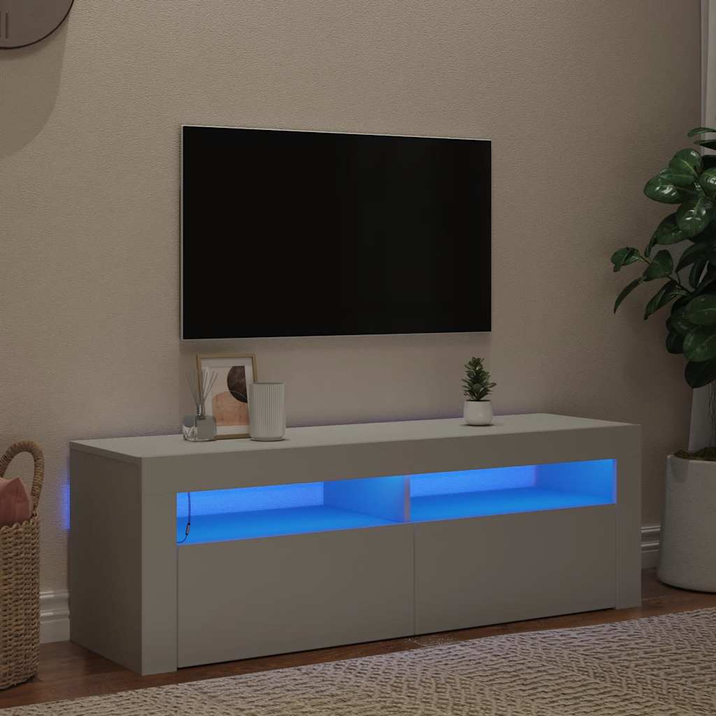 vidaXL TV-Schrank mit LED-Leuchten Weiß 120x35x40 cm