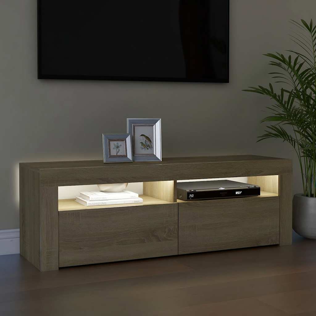 Meuble TV vidaXL avec lumières LED chêne Sonoma 120x35x40 cm