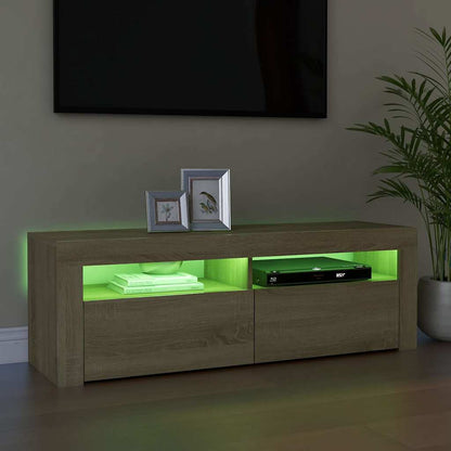 Meuble TV vidaXL avec lumières LED chêne Sonoma 120x35x40 cm