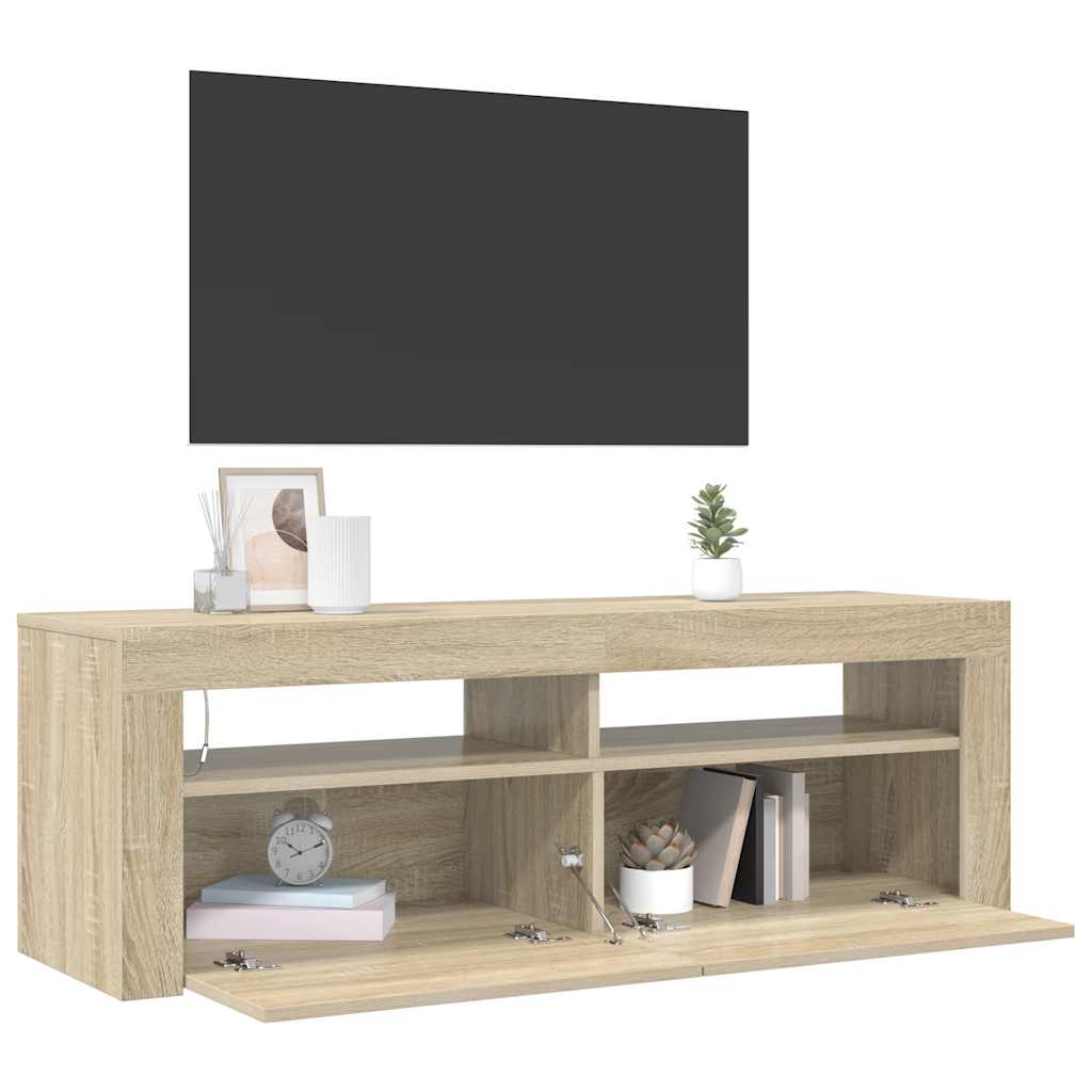 Meuble TV vidaXL avec lumières LED chêne Sonoma 120x35x40 cm