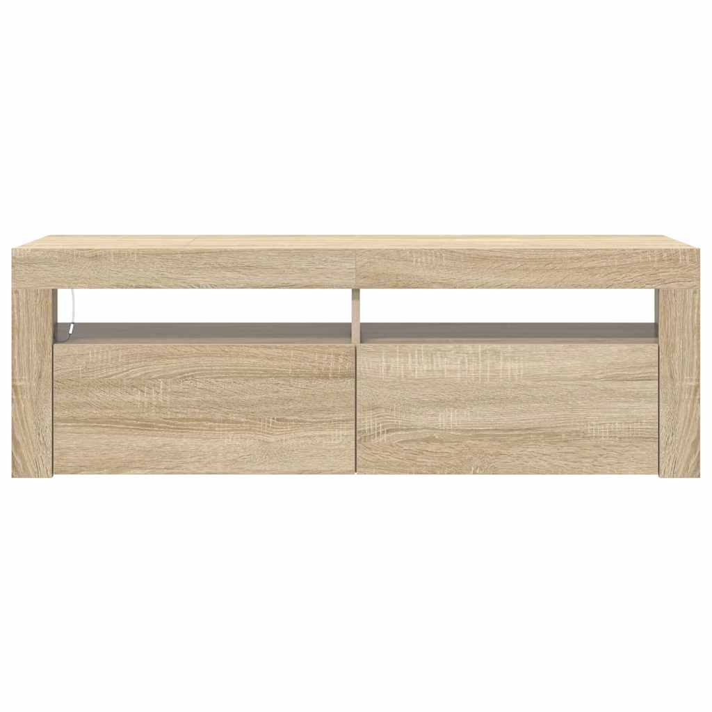 Meuble TV vidaXL avec lumières LED chêne Sonoma 120x35x40 cm