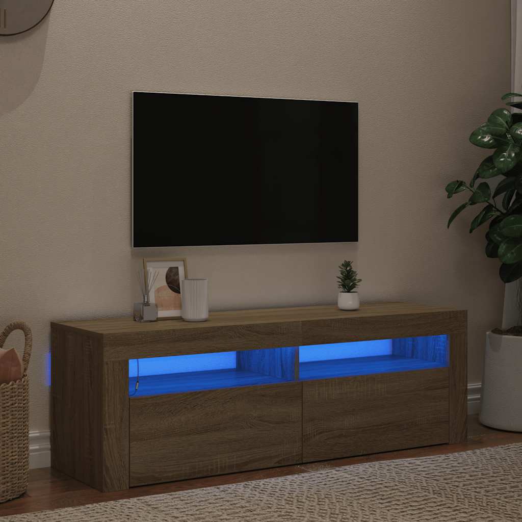 Meuble TV vidaXL avec lumières LED chêne Sonoma 120x35x40 cm