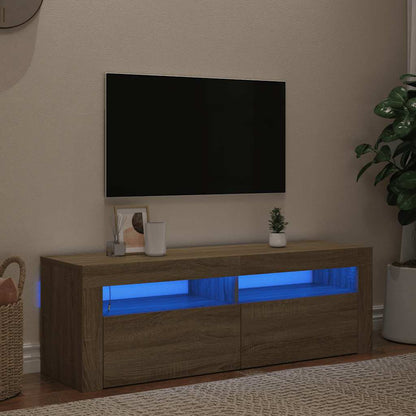 Meuble TV vidaXL avec lumières LED chêne Sonoma 120x35x40 cm