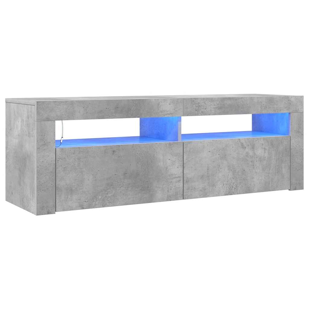 Meuble TV vidaXL avec éclairage LED Gris béton 120x35x40 cm