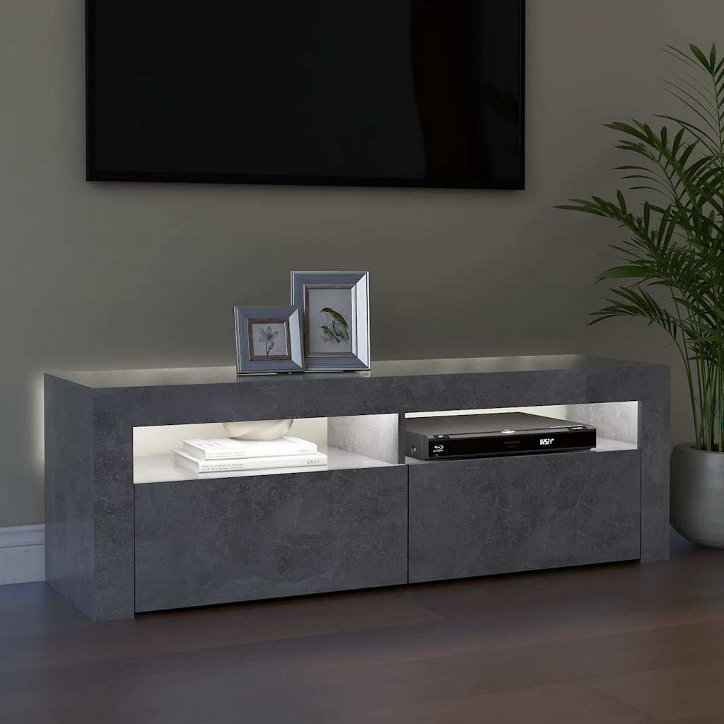 Meuble TV vidaXL avec éclairage LED Gris béton 120x35x40 cm