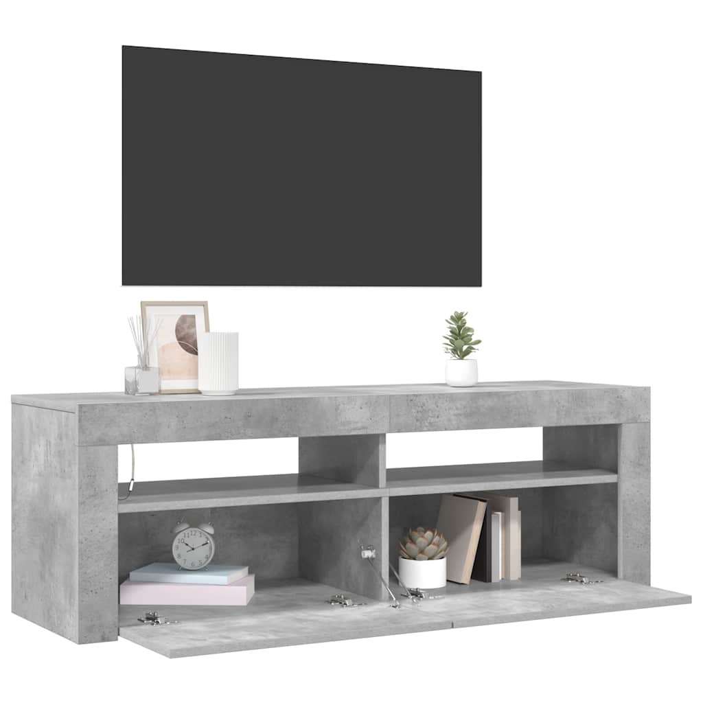 Meuble TV vidaXL avec éclairage LED Gris béton 120x35x40 cm