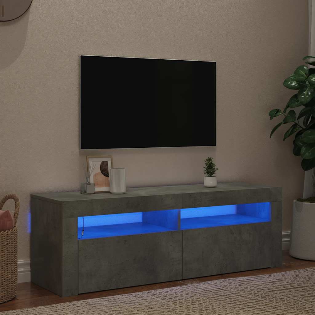 Meuble TV vidaXL avec éclairage LED Gris béton 120x35x40 cm