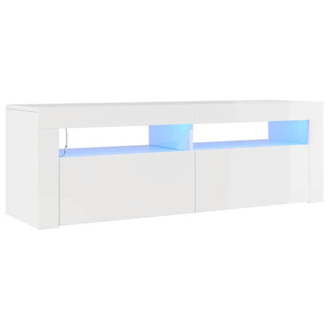 Meuble TV vidaXL avec lumières LED blanc brillant 120x35x40 cm