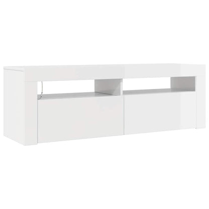 Meuble TV vidaXL avec lumières LED blanc brillant 120x35x40 cm