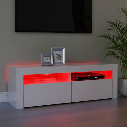 Meuble TV vidaXL avec lumières LED blanc brillant 120x35x40 cm