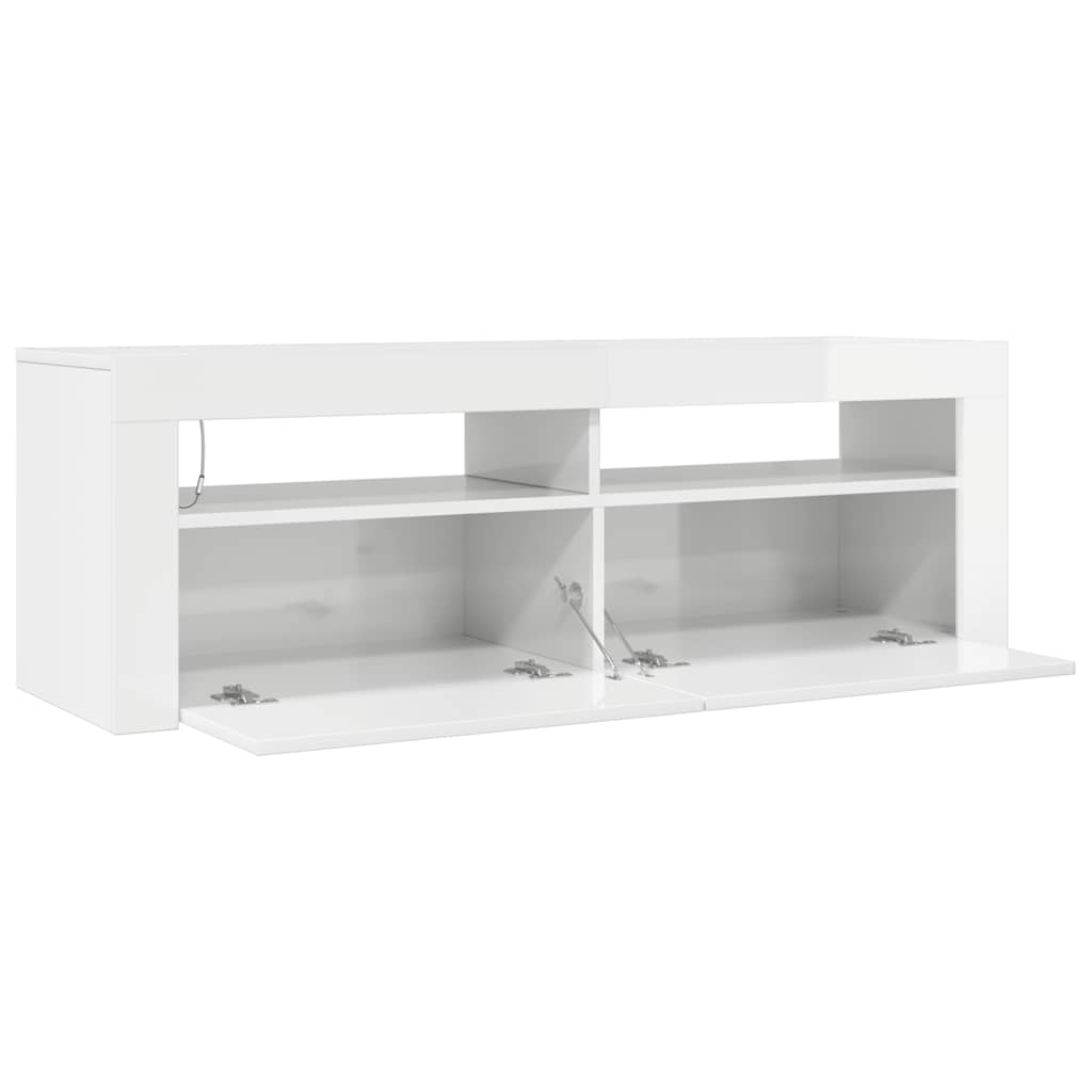 Meuble TV vidaXL avec lumières LED blanc brillant 120x35x40 cm