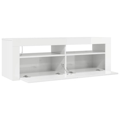 Meuble TV vidaXL avec lumières LED blanc brillant 120x35x40 cm