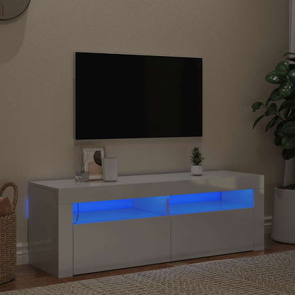 Meuble TV vidaXL avec lumières LED blanc brillant 120x35x40 cm