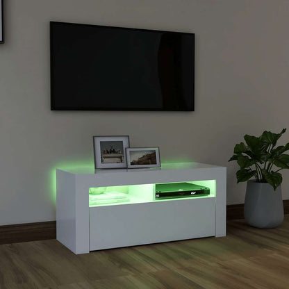 vidaXL TV-Schrank mit LED-Leuchten Weiß 90x35x40 cm