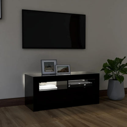 vidaXL Meuble TV avec éclairage LED Noir 90x35x40 cm