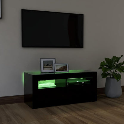 vidaXL Meuble TV avec éclairage LED Noir 90x35x40 cm
