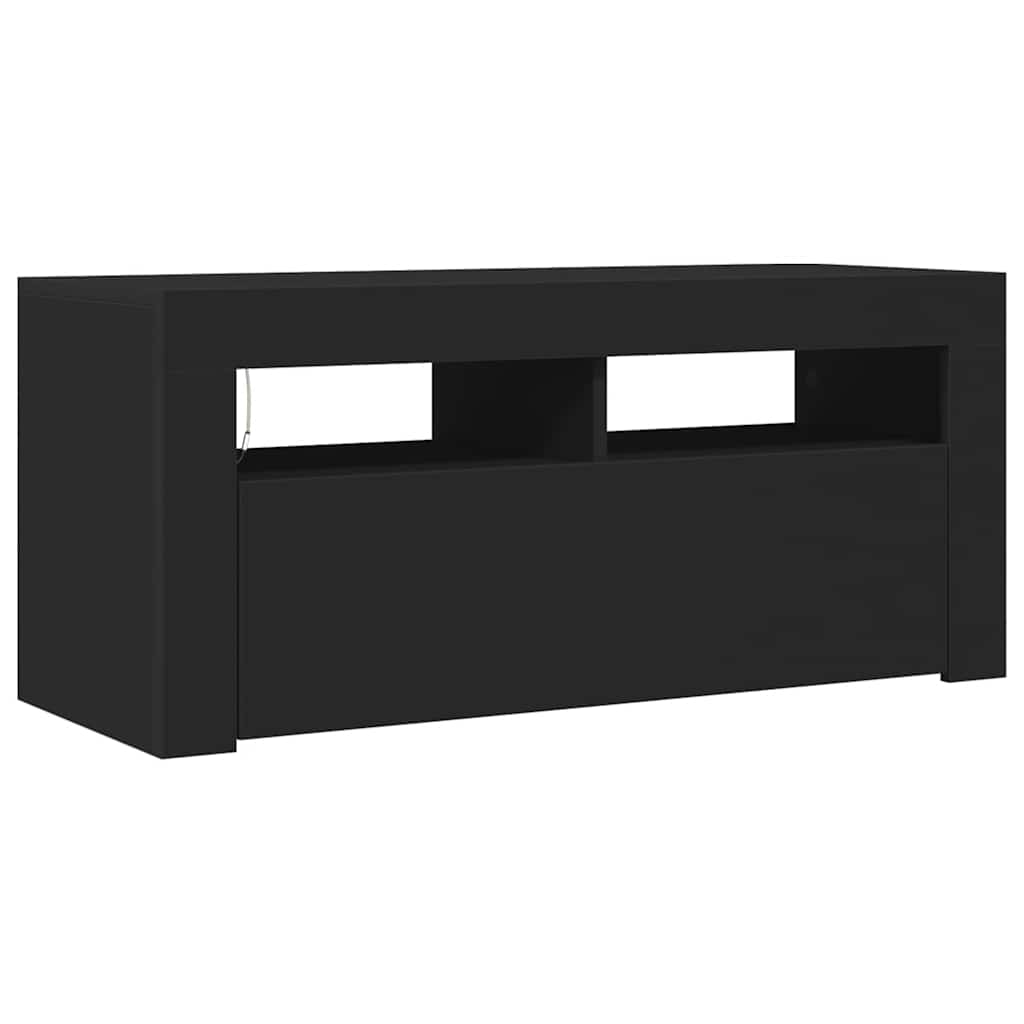 vidaXL Meuble TV avec éclairage LED Noir 90x35x40 cm
