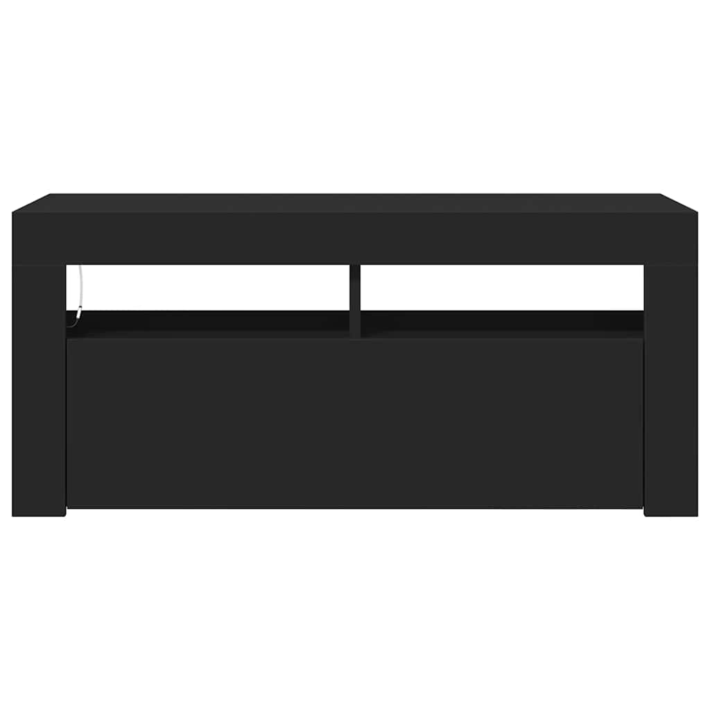 vidaXL Meuble TV avec éclairage LED Noir 90x35x40 cm