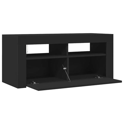 vidaXL Meuble TV avec éclairage LED Noir 90x35x40 cm