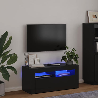 vidaXL Meuble TV avec éclairage LED Noir 90x35x40 cm