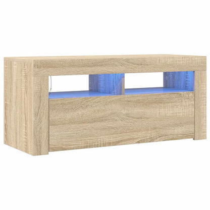 Meuble TV vidaXL avec lumières LED chêne Sonoma 90x35x40 cm