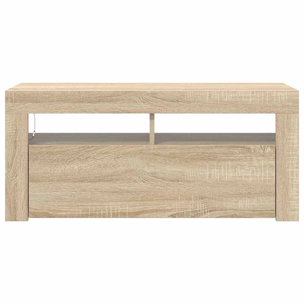 Meuble TV vidaXL avec lumières LED chêne Sonoma 90x35x40 cm
