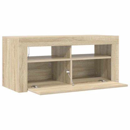 Meuble TV vidaXL avec lumières LED chêne Sonoma 90x35x40 cm
