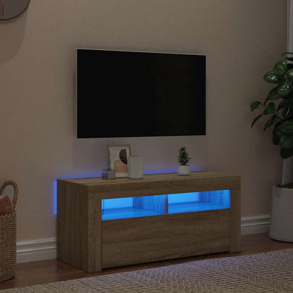 Meuble TV vidaXL avec lumières LED chêne Sonoma 90x35x40 cm