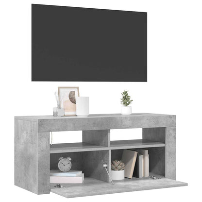 Meuble TV vidaXL avec lumières LED gris béton 90x35x40 cm